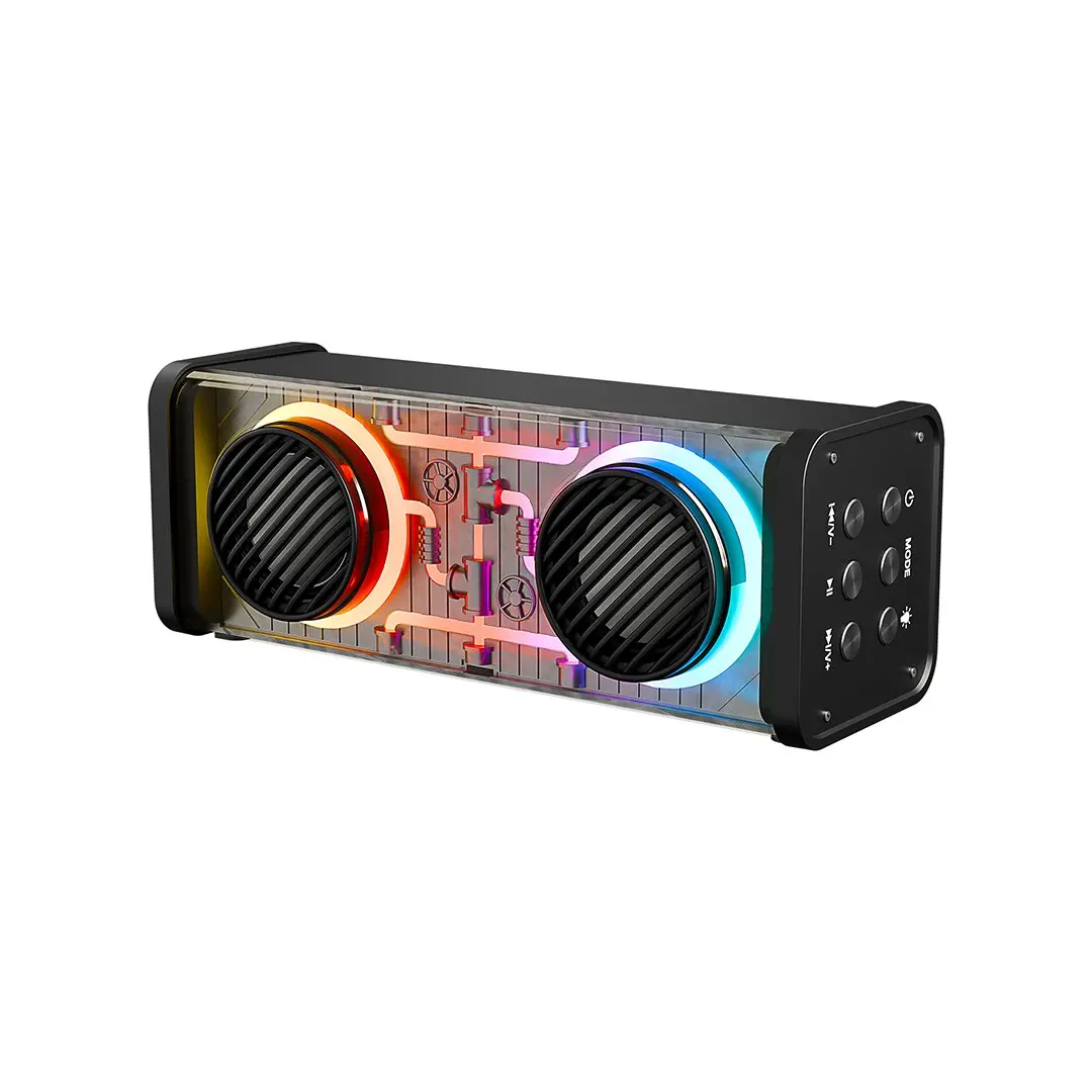SİYAH KABLOSUZ HOPARLÖR - SPEAKER TAŞINABİLİR MP3 IŞIKLI USB ŞARJLI BT - AUX - TES 10 MT MENZİL 1200mAH PİL - 10W (4745)