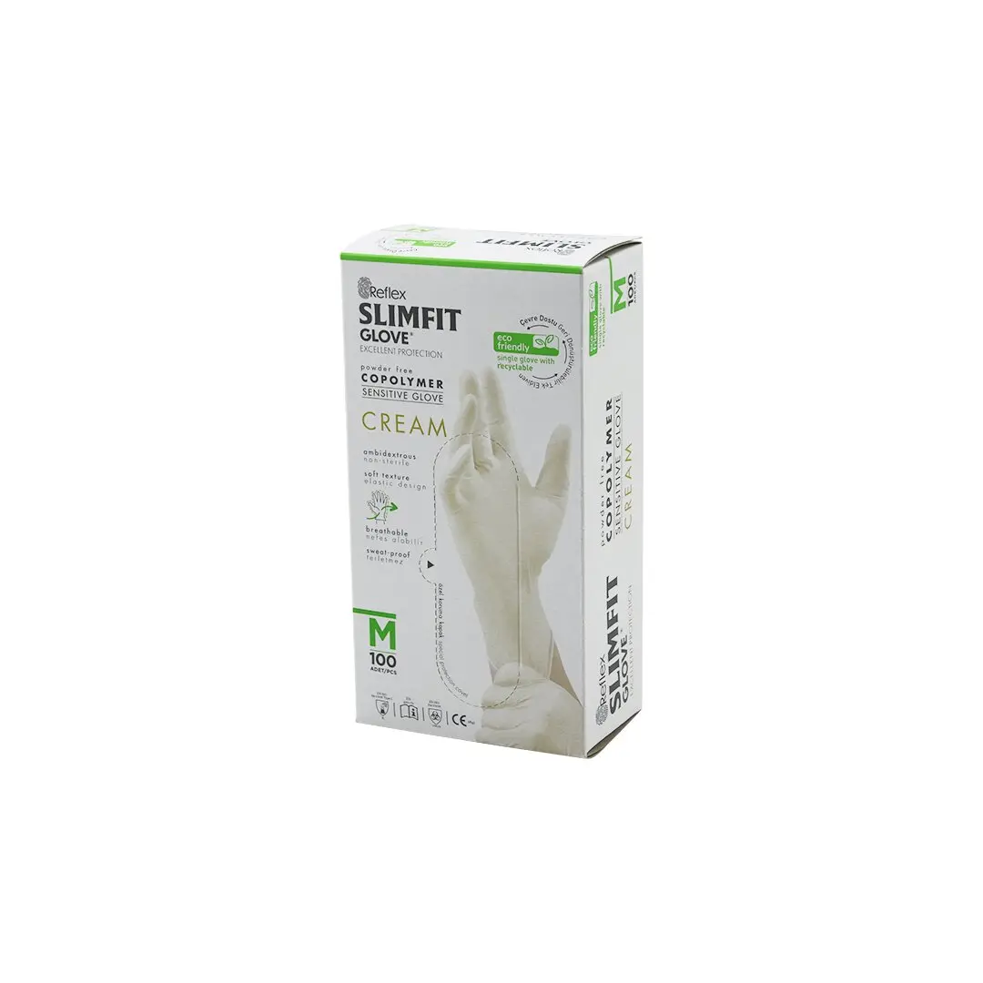 REFLEX SLİMFİT GLOVE KOD-029 M KREM PUDRASIZ MUAYENE ELDİVEN 100LÜ (4745)