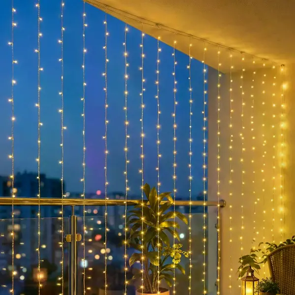 3x3 M Premium Perde LED - 8 Fonksiyonlu Su Geçirmez İç Dış Mekan Teras Dekor Işıkları