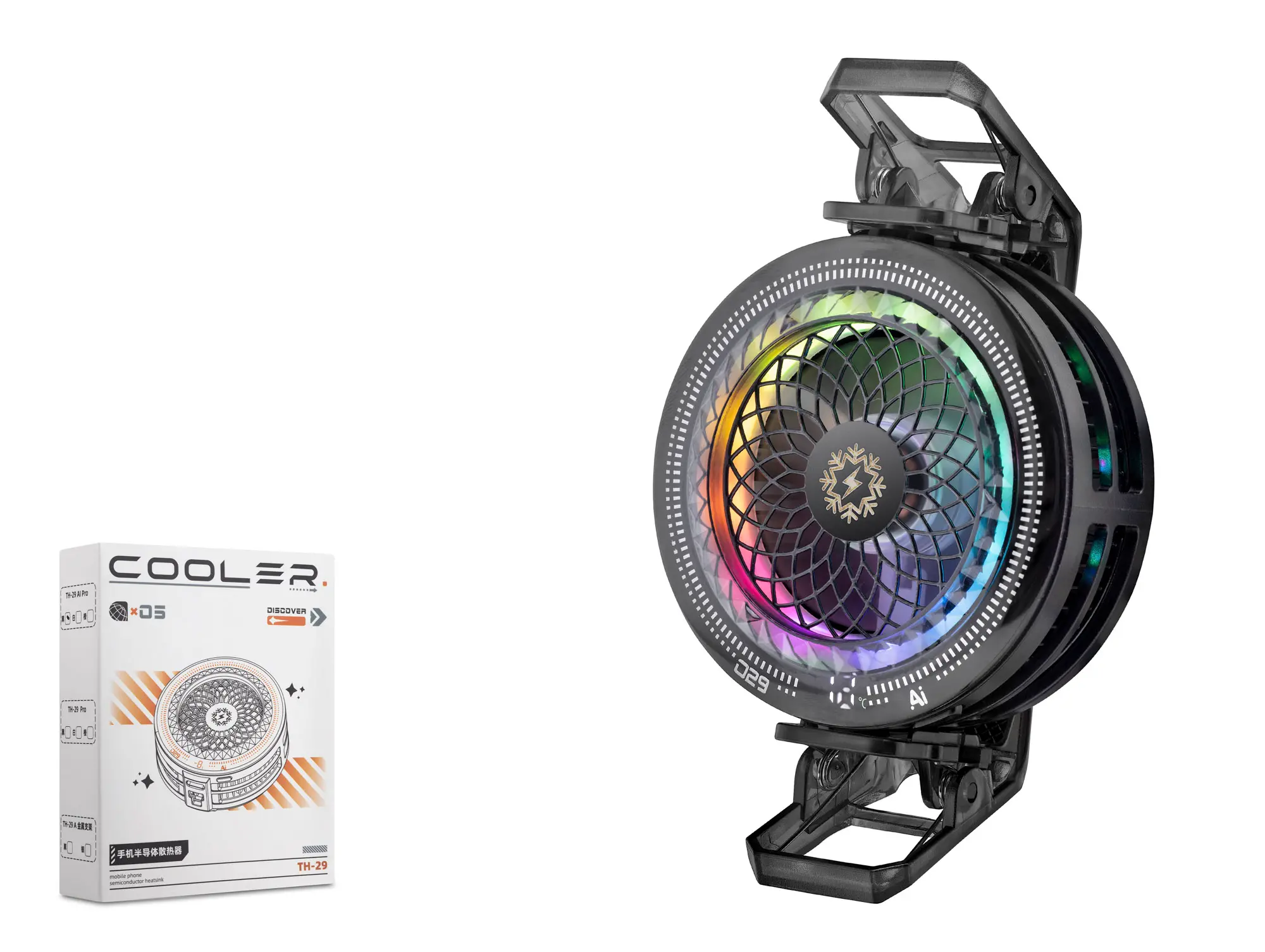 Klipsli Telefon Soğutucu Fan Rgb Isı Göstergeli Siyah TH29
