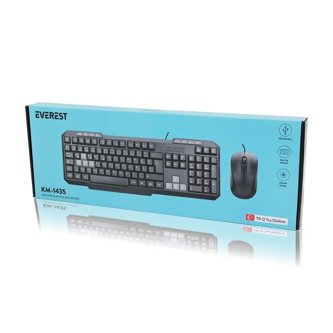 USB KABLOLU KLAVYE - MOUSE SET Q KLAVYE 1200DPI MOUSE KM-1435 (4745)