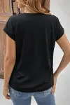 Kadın Kısa Kollu V Yakalı önden Düğmeli Leopar Desen Detaylı Viskon Bluz-4