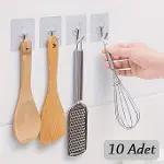 10 ADET Kendinden Yapışkanlı Şeffaf Askı (4745)-1