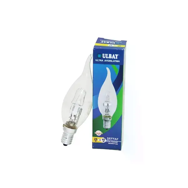 HALOJEN 28W - E14 SARI RENK KIVRIK ŞEFFAF MUM AMPUL (4745)