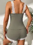 Kadın Askılı V Yakalı Viskon Bluz Ve Short Gecelik Takım-3