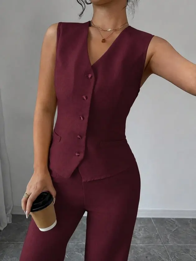 Kadın Askılı önden Düğmeli Bluz Ve Pantolon Keten Ikili Takım-2 Kadın Askılı önden Düğmeli Bluz Ve Pantolon Keten Ikili Takım-2