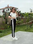 Kadın Kısa Kollu Modal Dokulu Kumaş Yanı şeritli Takım-2