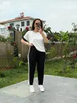 Kadın Kısa Kollu Modal Dokulu Kumaş Yanı şeritli Takım-6