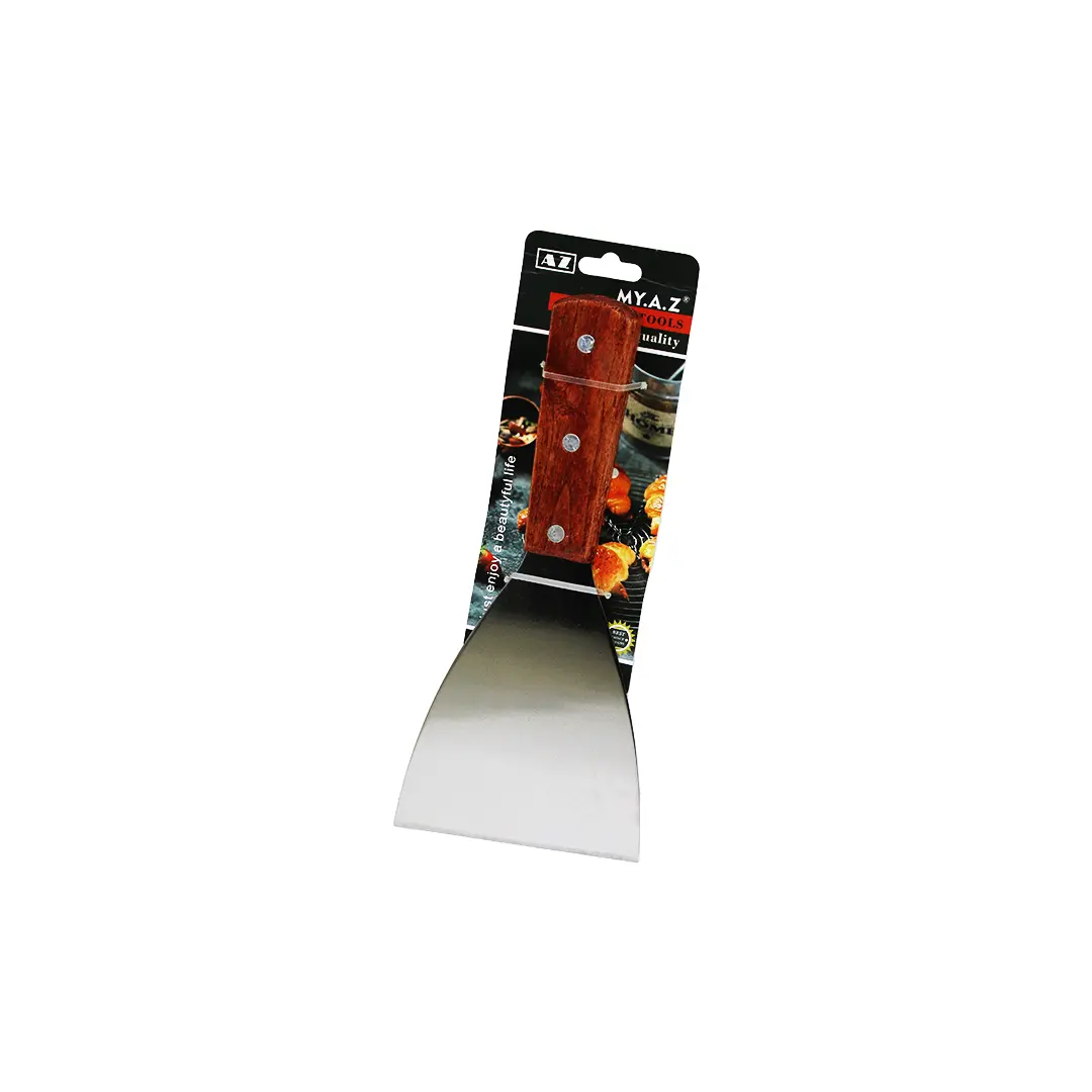 EĞİK AĞIZLI METAL SPATULA - AHŞAP SAPLI (4745)