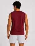 Erkek Kontrast Biyeli Kolsuz Atlet Bisiklet Yaka Yazlık Basic Atlet - Bordo-3