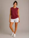 Kontrast Biyeli Kolsuz Atlet Bisiklet Yaka Yazlık Basic Atlet - Bordo-3