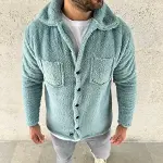 Erkek Pelüş Polar Hırka Gömlek Yakalı İlik Düğmeli Göğüs Cepli Yumuşak - Bebe Mavisi-3