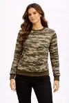 Kamuflaj Desenli 2 İplik 4 Mevsim Uzun Kollu Bisiklet Yaka Sweatshirt - Kamuflaj-2