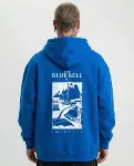 Erkek Kapüşonlu Double Oversize Üç İplik Pamuklu Deniz Yelken Baskılı Kanguru - Saks Mavisi-4