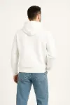 Erkek Kapüşonlu Sweatshirt Hoodie 3 İplik Şardonlu Pamuklu Kumaş, Önü Baskılı, Fermuarlı Rahat Kalıp, Kışlık Ve Sokak Stili Sweat - Beyaz-2