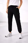 Erkek Jogger Eşofman Altı Regular Fit , Kargo Cepli, Lastikli Paça, Günlük Spor Pantolon - Siyah-3