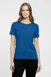 T-Shirt Bisiklet Yaka Slim Fit Likralı Tişört Günlük Basic Body - İndigo-3