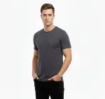 Erkek T-Shirt Bisiklet Yaka Slim Fit Dar Kesim Likralı Tişört Günlük Basic Body - Füme-3