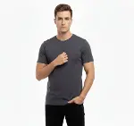 Erkek T-Shirt Bisiklet Yaka Slim Fit Dar Kesim Likralı Tişört Günlük Basic Body - Füme-4