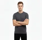 Erkek T-Shirt Bisiklet Yaka Slim Fit Dar Kesim Likralı Tişört Günlük Basic Body - Füme-1