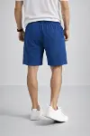 Erkek Otoban Dokuma Şort Beli Lastikli Bağcıklı, Cepli, Rahat Kesim Günlük Yazlık Şort - İndigo-3