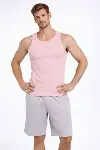 Erkek Fitilli Atlet Sıfır Yaka Slim Fit Arka Baskılı Spor Atlet - Pembe-4