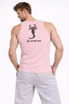 Erkek Fitilli Atlet Sıfır Yaka Slim Fit Arka Baskılı Spor Atlet - Pembe-1