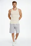 Erkek Fitilli Atlet Sıfır Yaka Slim Fit Arka Baskılı Spor Atlet - Krem-3