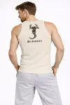 Erkek Fitilli Atlet Sıfır Yaka Slim Fit Arka Baskılı Spor Atlet - Krem-1