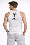 Erkek Fitilli Atlet Sıfır Yaka Slim Fit Arka Baskılı Spor Atlet - Beyaz-2