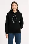 Nihilist Penguen Özel Tasarım Oversize Kapüşonlu Sweatshirt - Siyah-1