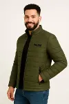 Erkek Mikro Su İtici Kapitone Baskılı Astarlı Fermuarlı Bomber Mont - Haki-2