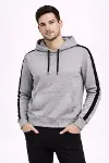 Erkek Şeritli Kapüşonlu Sweatshirt Oversize 3 Iplik Pamuklu - Gri-4