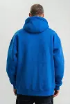 Erkek Saks Mavi Double Oversize 3 İplik Pamuklu Kapüşonlu Kanguru Cepli Sweatshirt Hoodie - Saks Mavi-2