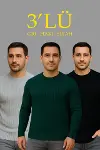 Erkek Fitilli Triko Kazak 3lü Set Gri Haki Siyah Regular Fit Bisiklet Yaka Triko Seti Modeli Kazak-1