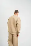 Uzun Kol Bisiklet Yaka Basic SweatShirt - Bej-2