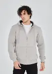 Unisex Tam Fermuarlı Kapşonlu&nbsp; SweatShirt - Boyalı Gri-2