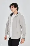 Unisex Tam Fermuarlı Kapşonlu&nbsp; SweatShirt - Boyalı Gri-4