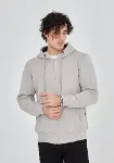 Unisex Tam Fermuarlı Kapşonlu&nbsp; SweatShirt - Boyalı Gri-1