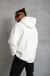 3 İplik Kapşonlu Sweatshirt Hoodie - Beyaz-2