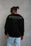Erkek Baskılı Sweat - Siyah-1