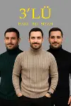 Erkek Fitilli Triko Kazak 3lÜ Set Bej Haki Siyah Regular Balıkcı Yaka Tam Boğazlı Triko Seti Modeli Kazak-1