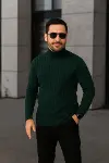 Erkek Fitilli Triko Kazak 3lÜ Set Gri Haki Siyah Regular Balıkcı Yaka Tam Boğazlı Triko Seti Modeli Kazak-3