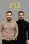 Erkek Fitilli Triko Kazak 2li Set Bej Siyah Regular Balıkcı Yaka Tam Boğazlı Triko Seti Modeli Kazak-1