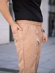 Erkek Keten Cepli Çıma Dikişli Jogger Buggy Pantalon Rahat Kalıp - Kahverengi-4
