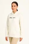 Kapşonlu Sweatshirt – Oversize Üç İplik Şardonlu Hoodie, “Other Lives” Ön - Arka Baskılı, Kanguru Cepli, Kışlık Rahat Günlük Stil - Beyaz-2