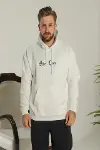 Oversize Üç İplik Şardonlu Kapüşonlu Sweatshirt – Beyaz “Other Lives” Ön Ve Arka Baskılı, Kanguru Cepli, Ribanalı Rahat Kışlık Model Beyaz-2