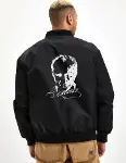 Unisex Uzun Kol Baskılı Bomber Ceket - Siyah-2