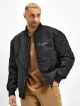 Unisex Uzun Kol Baskılı Bomber Ceket - Siyah-1