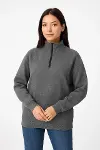 Üç İplik Dık Yaka Yarım Fermuarlı SweatShirt - Antrasit-2